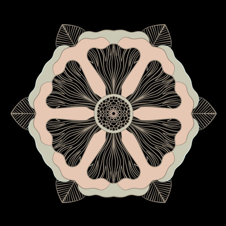 Decorative floral ornament. Mandala vector illustration. Elegant colorful graphic design element.のイラスト素材