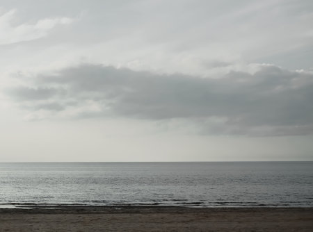 Baltic Sea coast on a windy spring day. Jurmala, Latvia.の写真素材