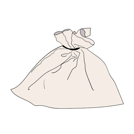 Vector illustration of a canvas sack. Linen bag drawing.のイラスト素材