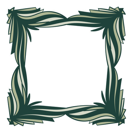 Green herbal doodle frame. Decorative vector design element.のイラスト素材