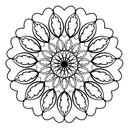 Decorative doodle hand drawn round elegant lace ornament.のイラスト素材