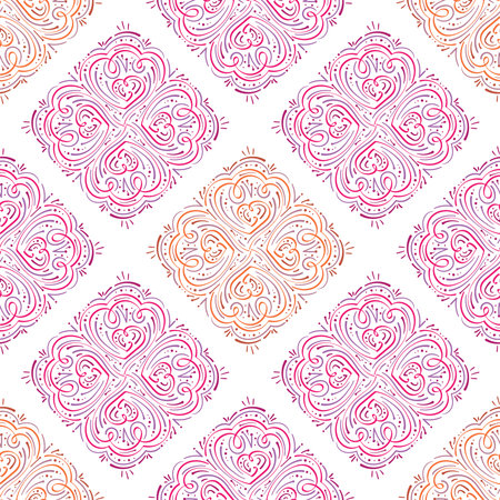 Colorful background with abstract ornaments. Seamless pattern.のイラスト素材