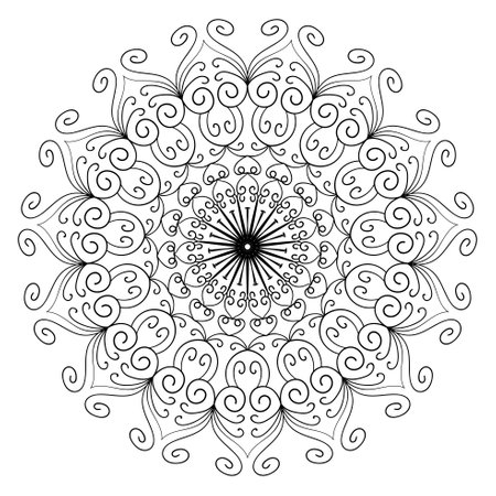 Circular pattern. Elegant decorative ornament. Coloring book page.のイラスト素材