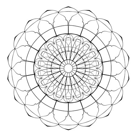 Round doodle ornament. Vector illustration. Decorative design element. Coloring book page.のイラスト素材