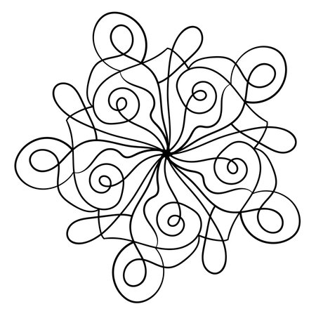 Round doodle ornament. Vector illustration. Decorative design element. Coloring book page.のイラスト素材