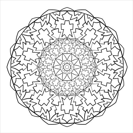 Abstract round doodle mandala ornament. Vector graphic design element.のイラスト素材