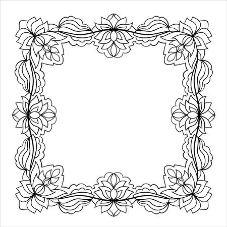 Abstract frame or border. Doodle ornament. Vector graphic design element.のイラスト素材