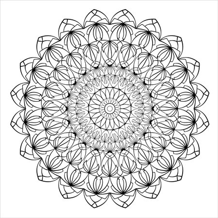 Abstract round doodle mandala ornament. Vector graphic design element.のイラスト素材