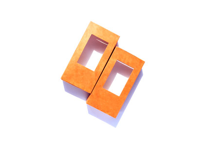 Empty cardboard boxes on white background. Eco-friendly packaging.