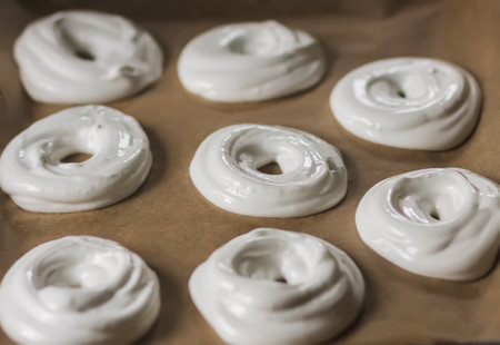 Meringue French dessert. Homemade sweet food.の写真素材