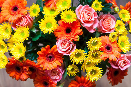 Composition of bright beautiful fresh flowers.の写真素材