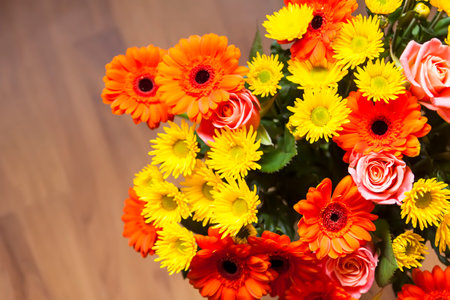 Composition of bright beautiful fresh flowers.の写真素材