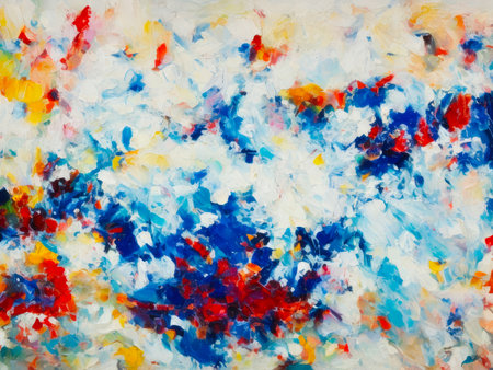Colorful artistic paint splash background. Bright modern texture of paint blots and splashes. Contemporary art creative design.の素材