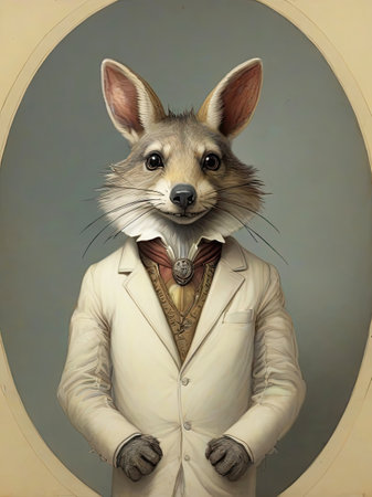 Anthropomorphic animal portrait in vintage style.の素材