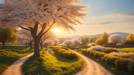 Beautiful landscape in countryside. Pastoral nature scenery.の素材