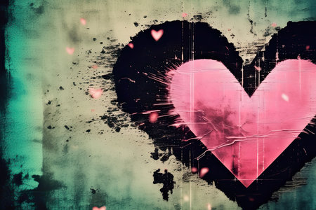 Grunge heart on grunge background, valentines dayの素材