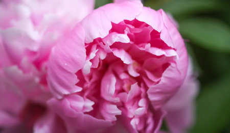 Beautiful fragrant flowers in summer garden. Pink peonies in full bloom.の写真素材