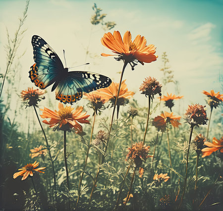 Multicolored beautiful butterfly image.の素材