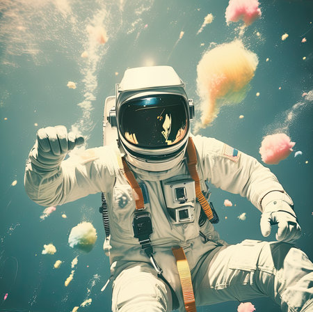 Astronaut flying in space.の素材