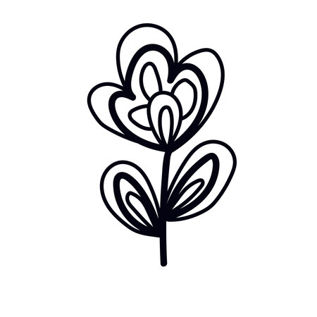 Vector illustration of hand drawn flower. Cute doodle nature element.のイラスト素材