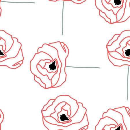 Minimalist style seamless vector with floral elements.のイラスト素材