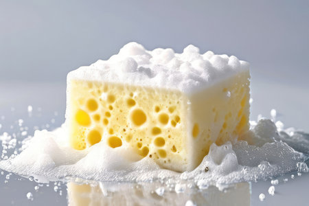 Sponge with soap foam.の素材