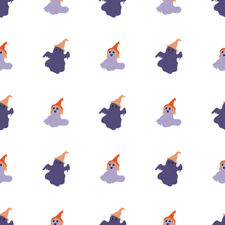Seamless vector pattern with cute ghosts.のイラスト素材