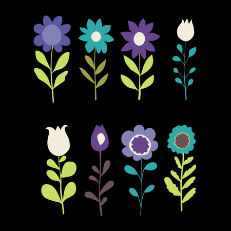 Vector floral elements set. Vector illustration isolated on white background.のイラスト素材