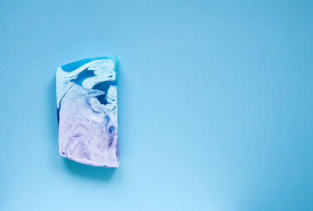 Natural handmade organic soap bar on colorful background.の写真素材