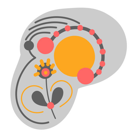 Abstract floral doodle shape. Vector design element with chaotic lines and figures.のイラスト素材