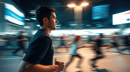 Stress and mental overload concept in urban environment.の素材