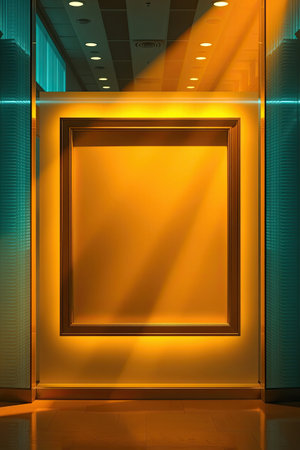 Contemporary office decor featuring blank frame.の素材