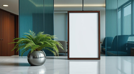 Blank office wall frame ready for company logo.の素材