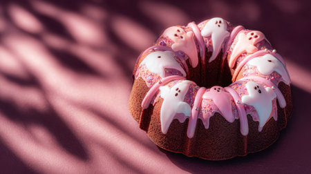 Chocolate Halloween cake in a soft lighting.の素材