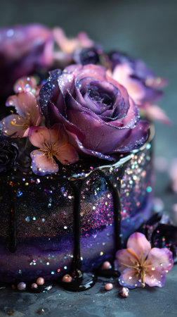 Chocolate Halloween cake with seasonal decor.の素材