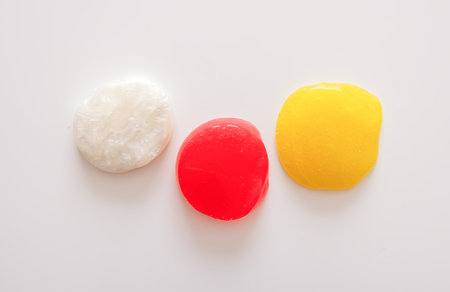 Translucent slime in bright colors. Evokes relaxation and creativity through texture.の写真素材