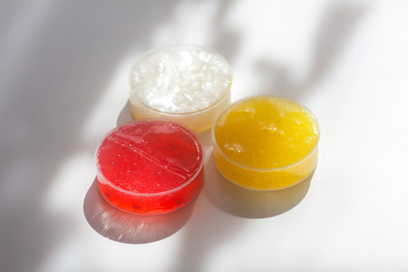 Bright multicolored slime in close-up view. Symbolizes joy, imagination, and handmade art.の写真素材