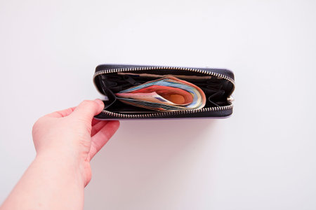 Stylish purple leather wallet with euro notes. Financial readiness and subtle luxury.