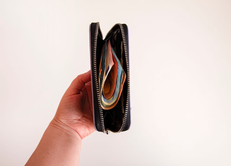Stylish purple leather wallet with euro notes. Financial readiness and subtle luxury.