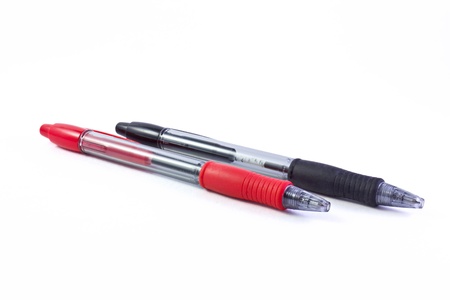 two black and red pensの写真素材
