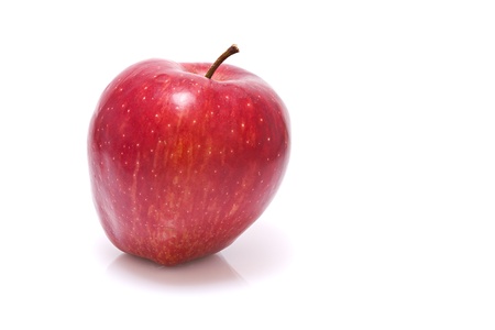 a red apple on white backgroundの写真素材