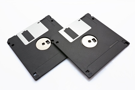 two old floppy disk,black