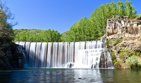 Small artificial waterfall in the region of Bierzo,Spainの写真素材