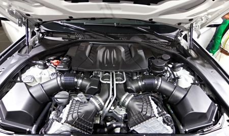Powerful engine of modern carの写真素材