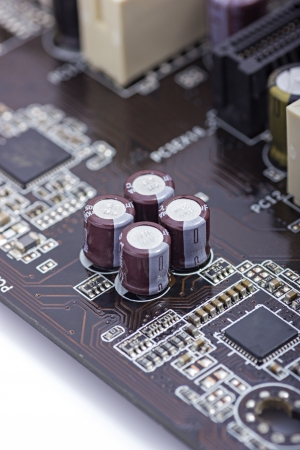Detail of pcb with capacitors の写真素材