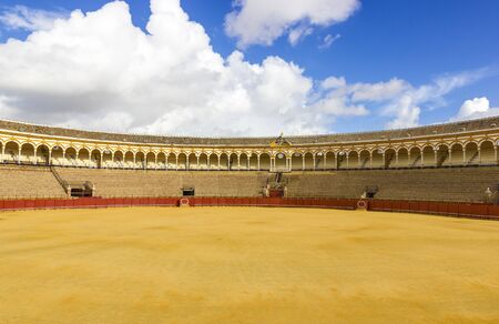 Bullfight arena, plaza de toros in Seville,La Maestranza, Spain のeditorial素材