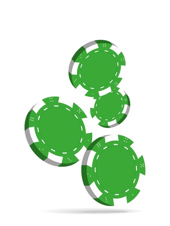 Illustration of Falling Green Poker Chips Isolated on White Background のイラスト素材