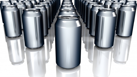 Render of Blank Metal Cans Background の写真素材