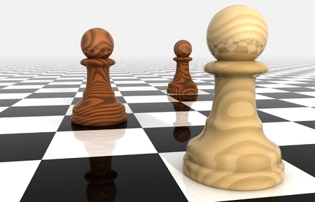 Render of Confrontation of Chess Pieces Pawns の写真素材