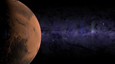 Render of Earth,Moon and Mars